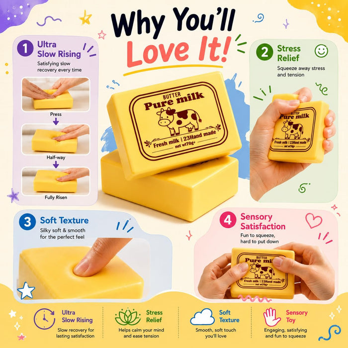 Slow Rising Butter Squishy, Soft Sensory Fidget Toy, 10 cm