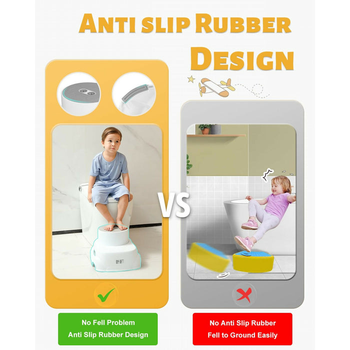 Step Stool Adjustable 2-Height Toddler Step Stool with Non-Slip Rubber Base & Steps |Sturdy One-Piece Design, 150 lb Capacity Bathroom Sink, Toilet, Bedroom