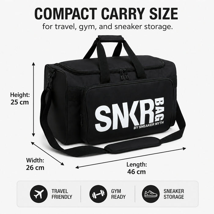 Travel Duffel Bag Front Zip Pocket, Wide-Open Interior, Detachable Shoulder Strap, Fold-Flat Design, 46 x 26 x 25 cm Gym, Weekend, Sneaker Storage