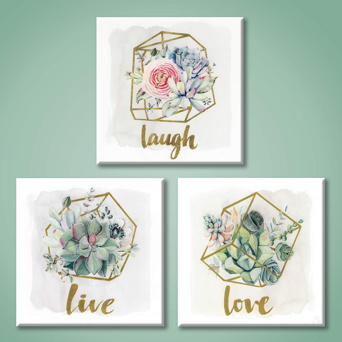 Floral Canvas Wall Art Set, 3 Piece Gold Foil, 20 x 20 in