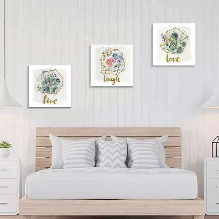 Floral Canvas Wall Art Set, 3 Piece Gold Foil, 20 x 20 in