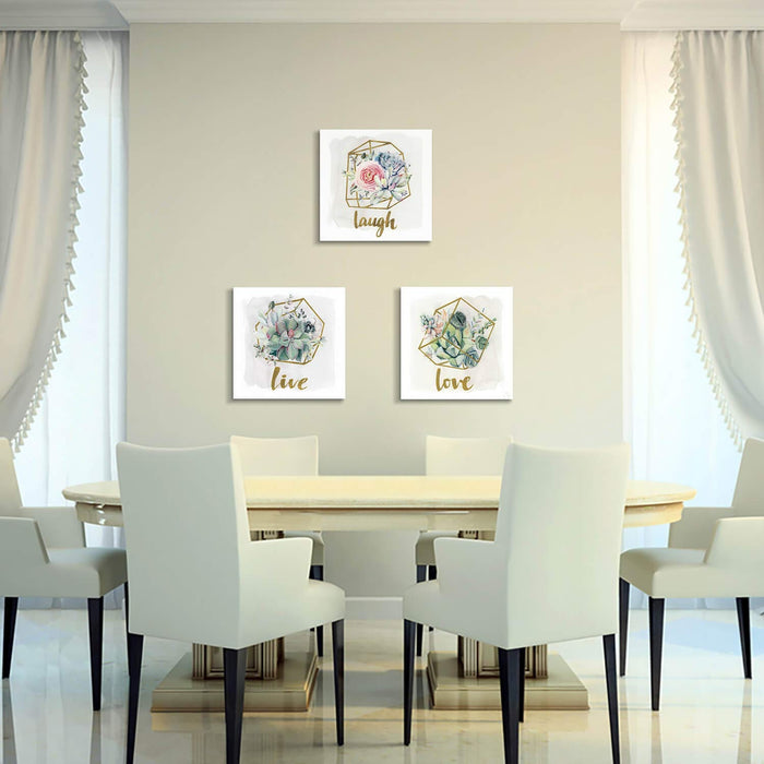 Floral Canvas Wall Art Set, 3 Piece Gold Foil, 20 x 20 in