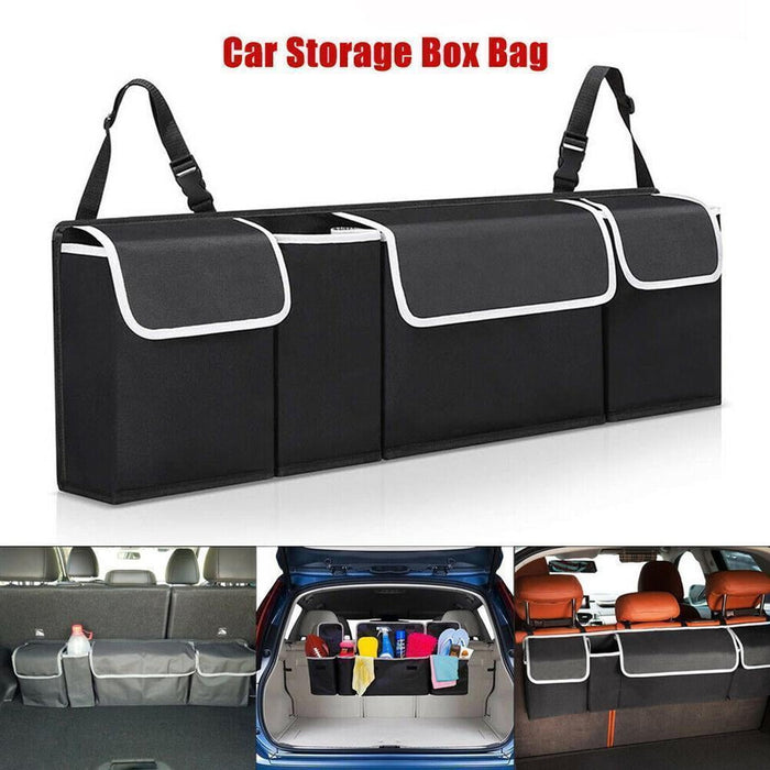 Car Trunk Organizer 4 Compartments Foldable, 90 cm Black