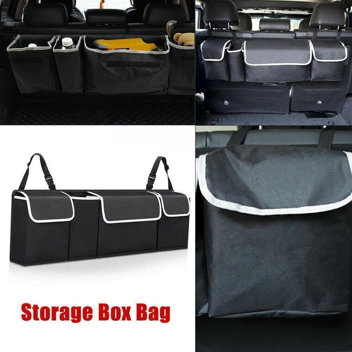 Car Trunk Organizer 4 Compartments Foldable, 90 cm Black