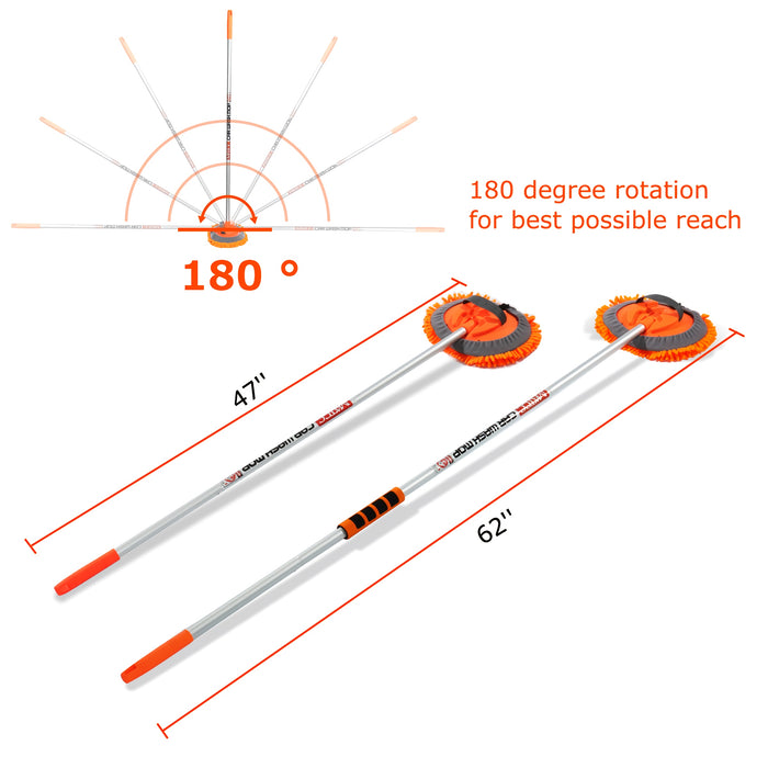MATCC 62 inch 2-in-1 Removable Car Wash Mop with Long Handle for Car Cleaning