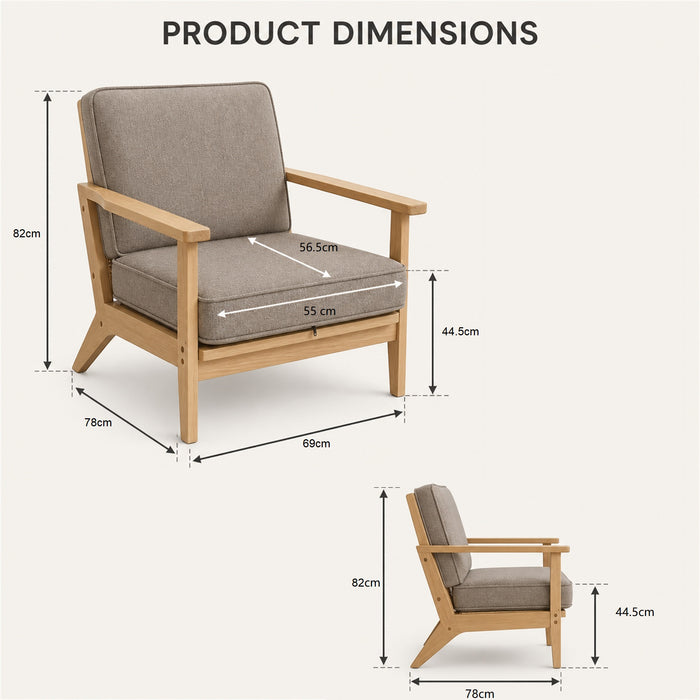 Accent Chair with Cushions, Cane-Style Back, Taupe, Indoor