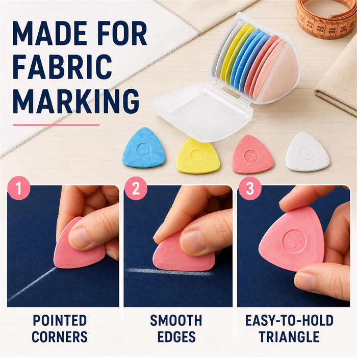 Tailor's Chalk 50 Pcs Sewing Fabric Markers 5 Cases, 4 Colors