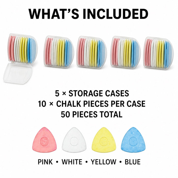 Tailor's Chalk 50 Pcs Sewing Fabric Markers 5 Cases, 4 Colors