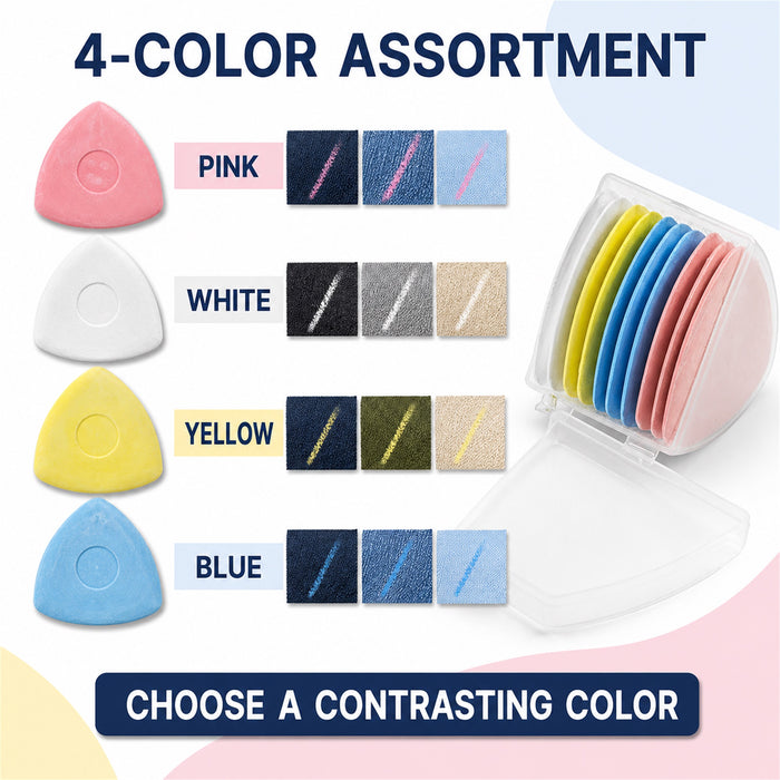 Tailor's Chalk 50 Pcs Sewing Fabric Markers 5 Cases, 4 Colors