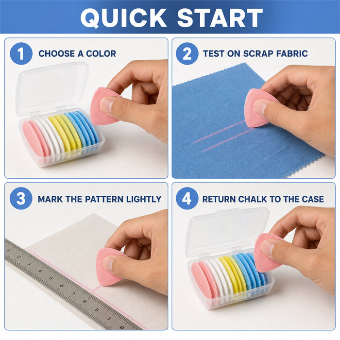 Tailor's Chalk 50 Pcs Sewing Fabric Markers 5 Cases, 4 Colors