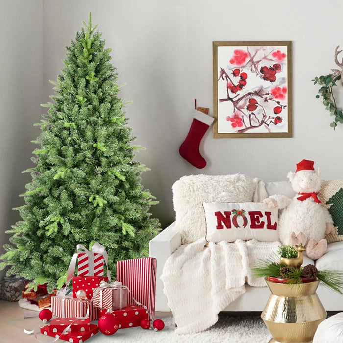 6FT Artificial Christmas Tree Realistic PE/PVC Full Branches Easy Assembly Metal Stand Fire-Resistant Holiday Tree for Home, Living Room, Office