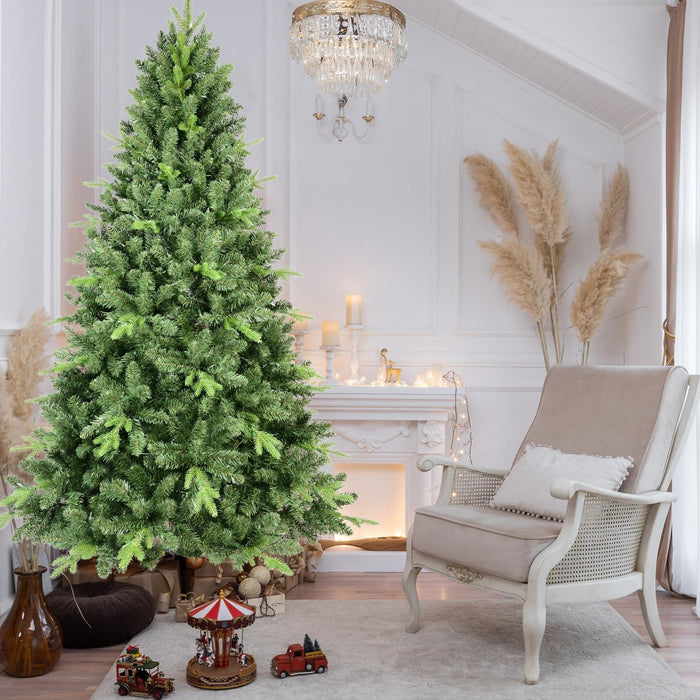 6FT Artificial Christmas Tree Realistic PE/PVC Full Branches Easy Assembly Metal Stand Fire-Resistant Holiday Tree for Home, Living Room, Office