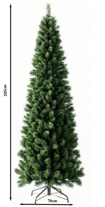 Artificial Christmas Tree Full Green PVC Holiday Tree with Metal Stand Easy Assembly, Realistic Pine Look 205cm / 6.7FT for Home, Living Room, Office Décor
