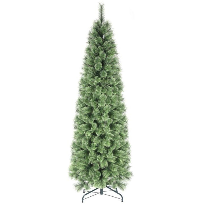 7.5FT Artificial Christmas Tree Slim Full Branch Pine Needles Easy Assembly Steel Stand Space-Saving Holiday Tree for Home, Apartment, Office