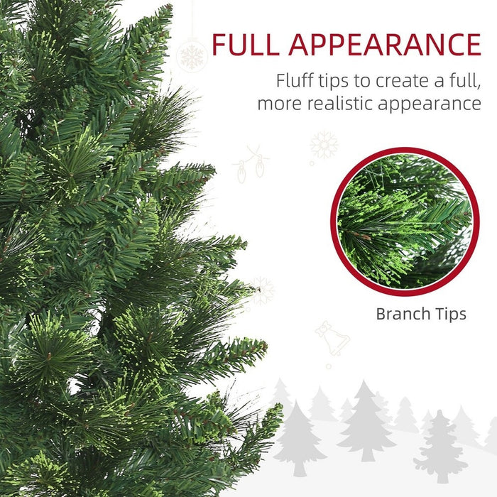 7.5FT Artificial Christmas Tree Slim Full Branch Pine Needles Easy Assembly Steel Stand Space-Saving Holiday Tree for Home, Apartment, Office