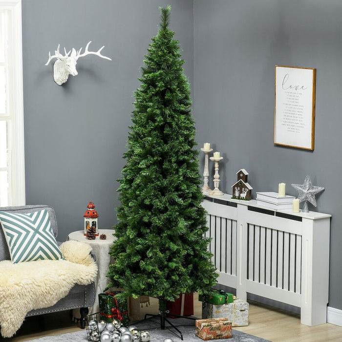 7.5FT Artificial Christmas Tree Slim Full Branch Pine Needles Easy Assembly Steel Stand Space-Saving Holiday Tree for Home, Apartment, Office