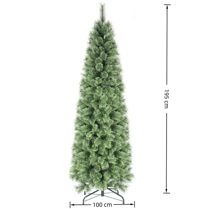 7.5FT Artificial Christmas Tree Slim Full Branch Pine Needles Easy Assembly Steel Stand Space-Saving Holiday Tree for Home, Apartment, Office
