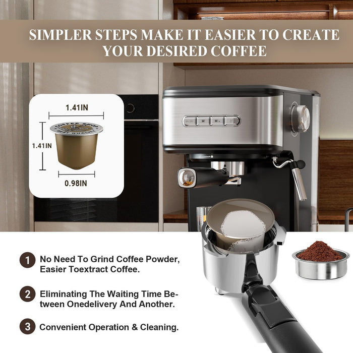 Espresso Machine, 20 Bar Coffee Maker with Milk Frother, Black