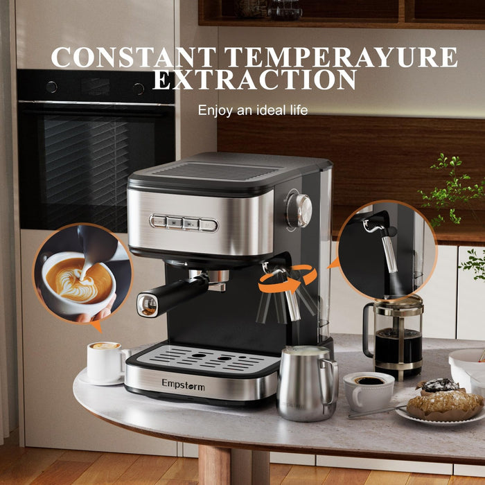 Espresso Machine, 20 Bar Coffee Maker with Milk Frother, Black