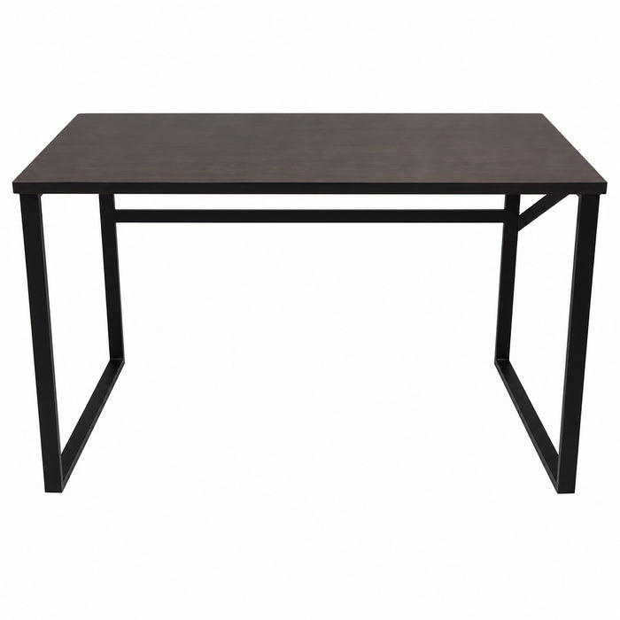 Computer Desk, Metal Frame, 112 cm, Dark Brown, for Home Office