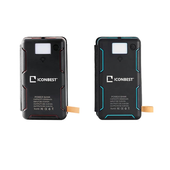 Icon Best 太陽能充電器，20000mAh 太陽能行動電源，4片可折疊太陽能板，戶外便攜充電器，帶3種模式露營燈的外接電池組 -(糖果藍)