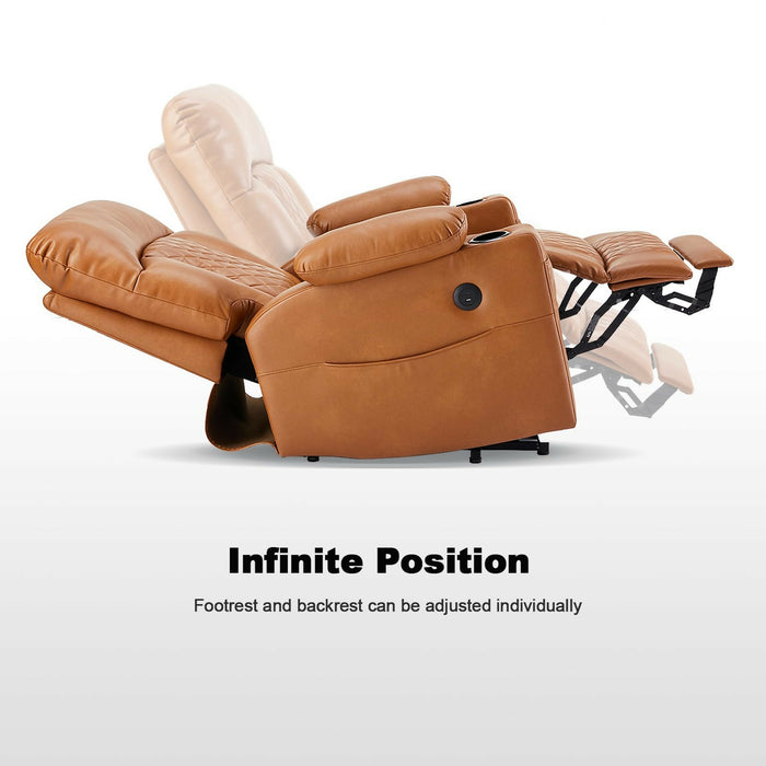 Power Lift Recliner Chair for Adults, Dual Motor Lay Flat Reclining Chair with Heat, Massage, USB Ports, Cup Holders, Side Pockets, Brown, Living Room Relaxation Chair