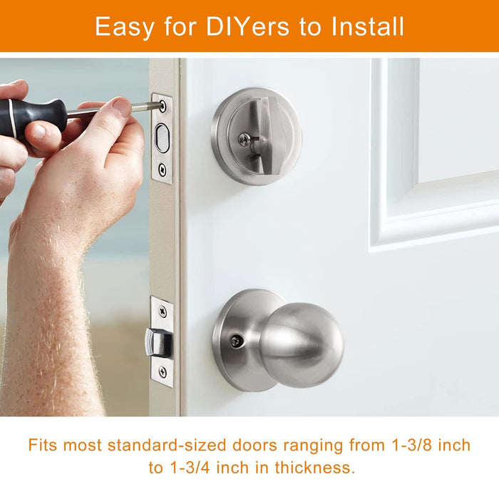 Front Door Handle Set, Deadbolt, Satin Nickel, Reversible