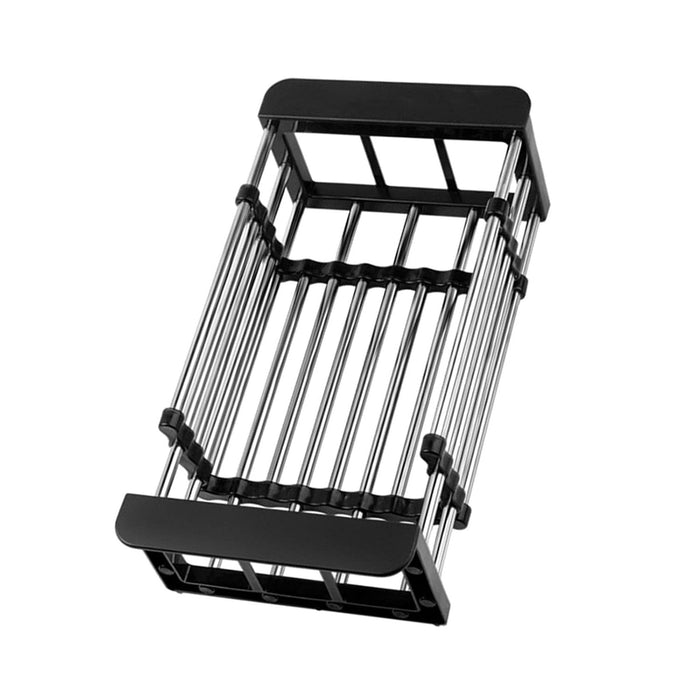 Expandable Sink Drain Basket, Stainless Steel Dish Rack, Black