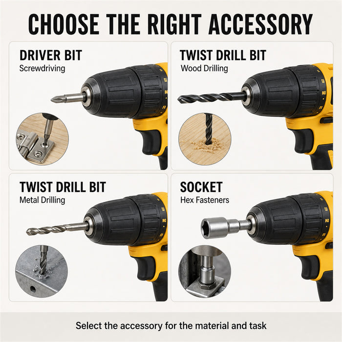 Cordless Drill Tool Set with Battery, Charger, Bits and Case
