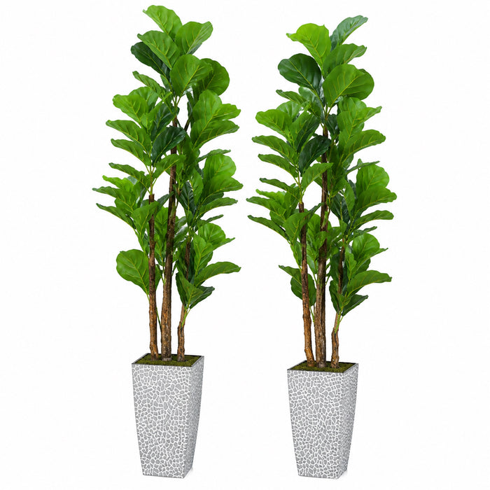 Faux Fiddle Leaf Fig Trees, 2-Pack, 78 in, Planters Included, Indoor Décor