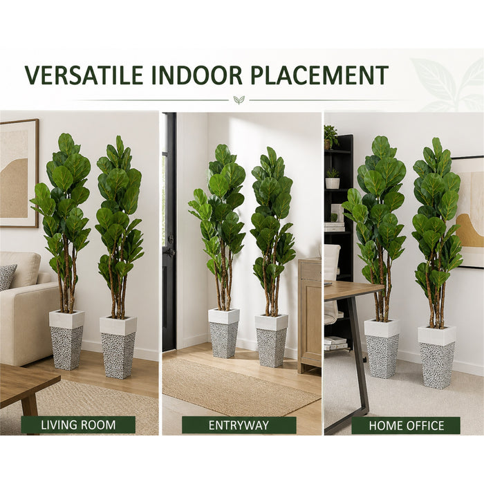 Faux Fiddle Leaf Fig Trees, 2-Pack, 78 in, Planters Included, Indoor Décor