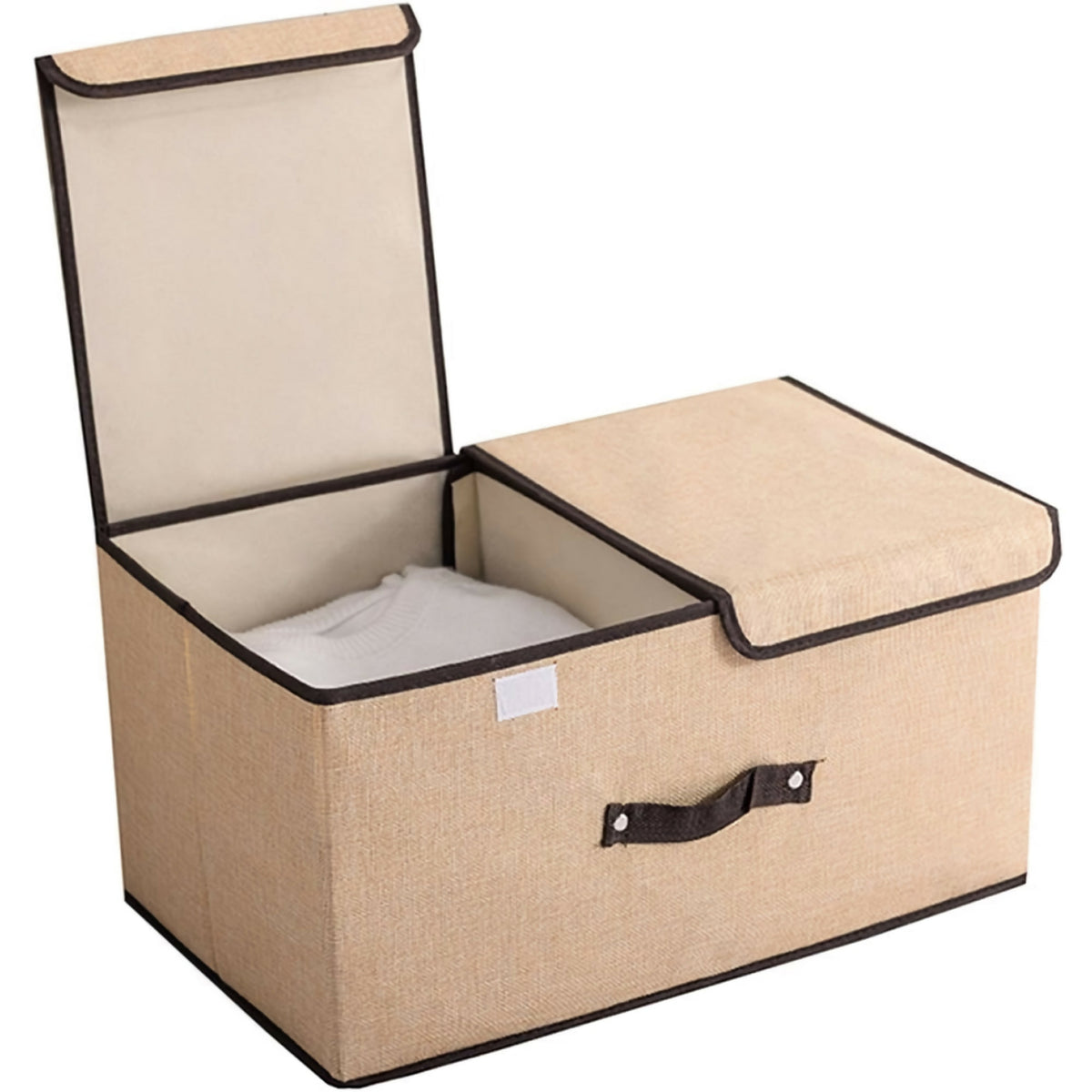 Foldable Linen Storage Box, 50 x 30 x 25 cm Double Lid Organizer Conta ...