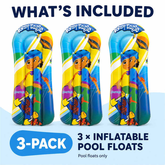 3-Pack Inflatable Pool Floats, Kids Lounger Rafts, 103 cm