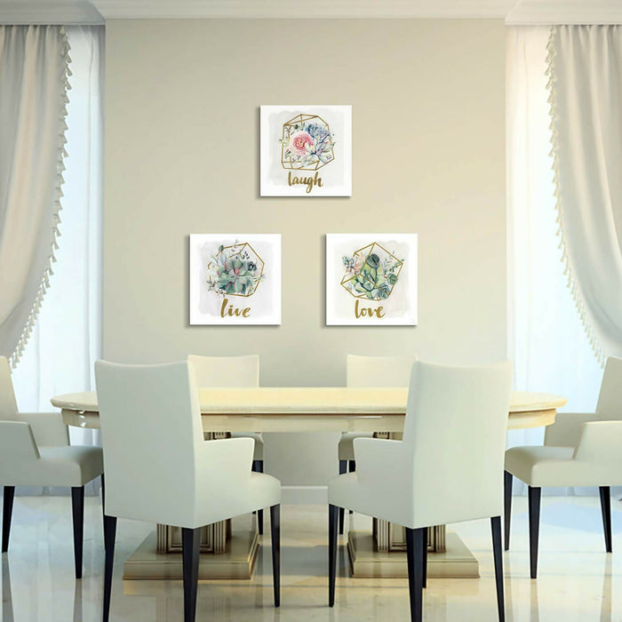 Floral Canvas Wall Art Set, 3 Piece Gold Foil, 20 x 20 in