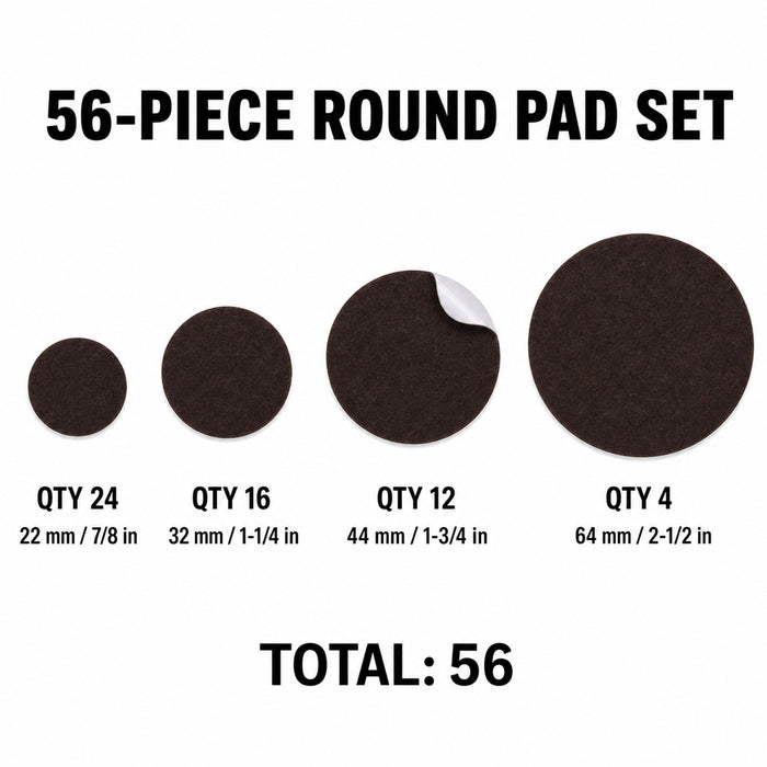 Felt Furniture Pads, 56-Piece Round Self-Adhesive Floor Protectors