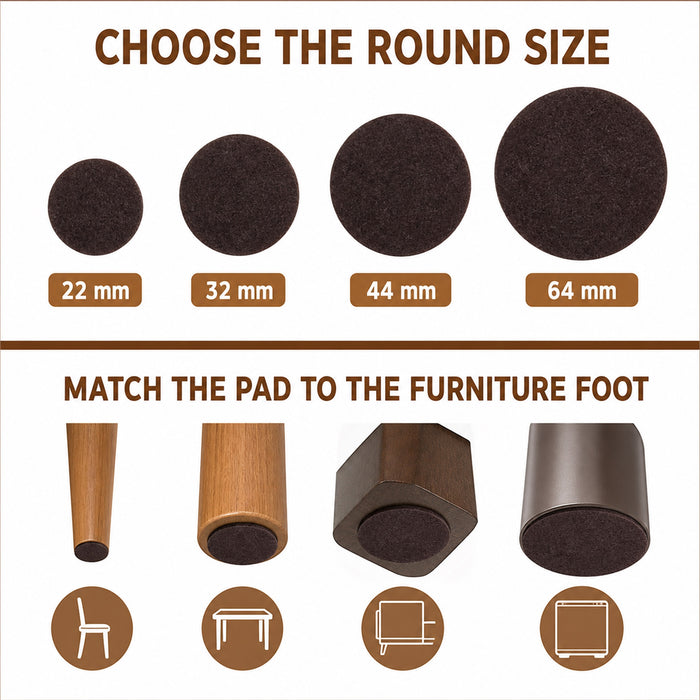Felt Furniture Pads, 56-Piece Round Self-Adhesive Floor Protectors