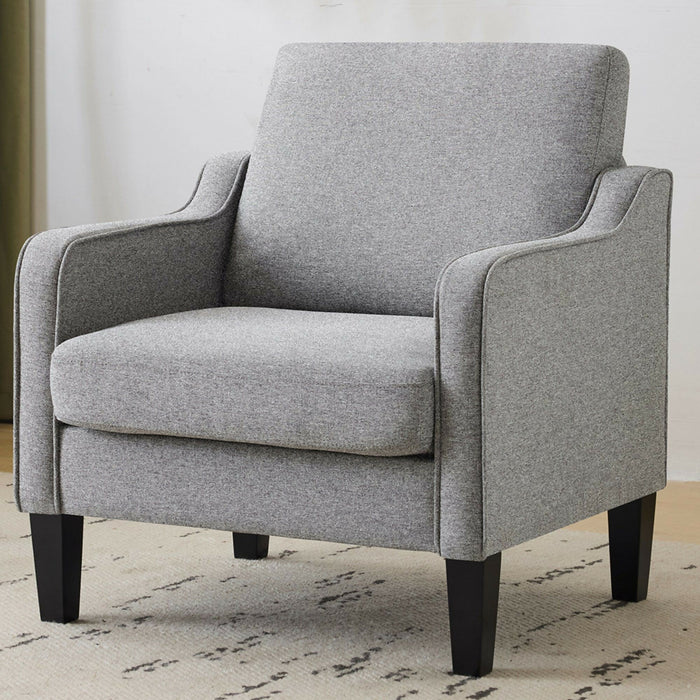 Contemporary Accent Chair for Living Room with Curved Arms - Comfortable Reading Armchair with Solid Wood Legs