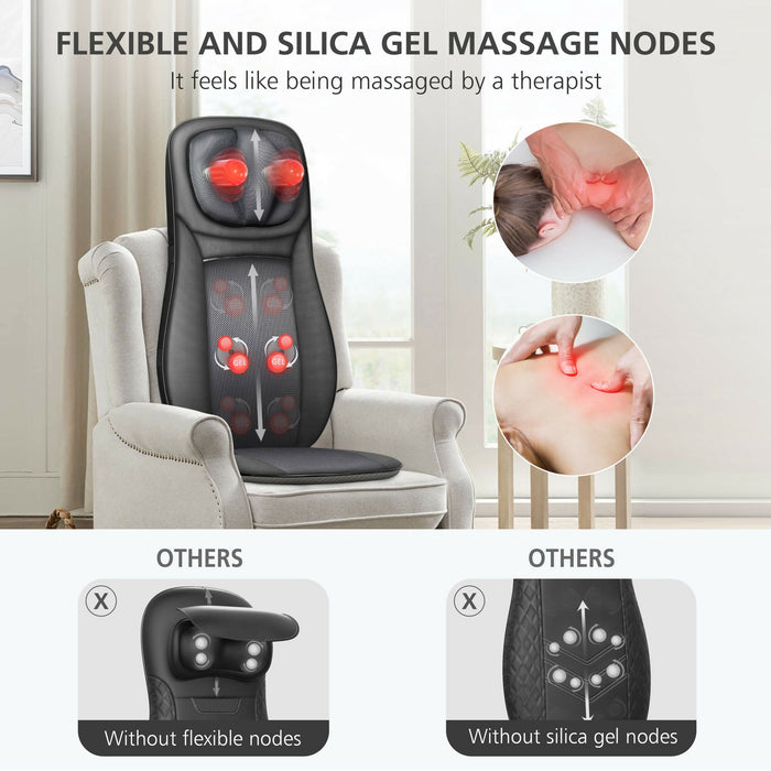 Neck & Back Massager with Heat Full Back Massage Chair Pad, Adjustable Neck Nodes, Rolling Massage, Seat Vibration Cushion for Home, Office, Sofa & Gifts