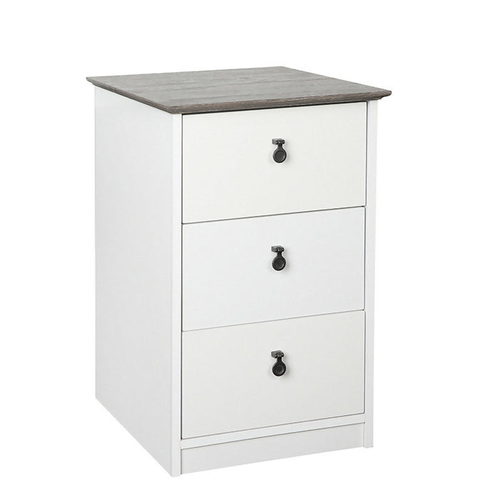 Maxxus White/Gray Oak 3-Drawer Lateral File Cabinet