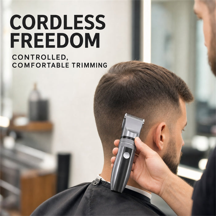 Cordless Hair Clipper Kit with 2 Heads and 4 Guide Combs, Grey