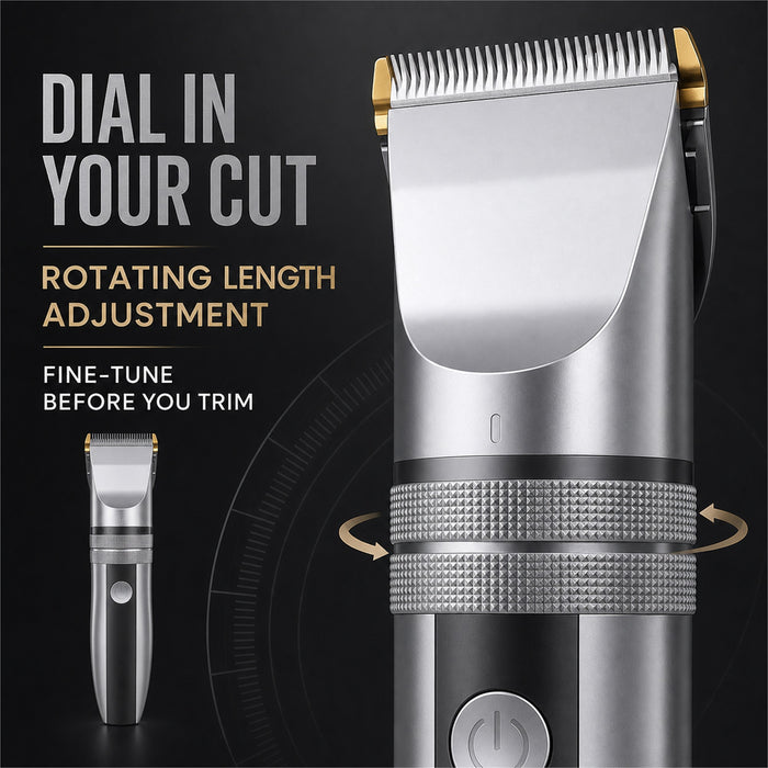Cordless Hair Clipper Kit with 2 Heads and 4 Guide Combs, Grey