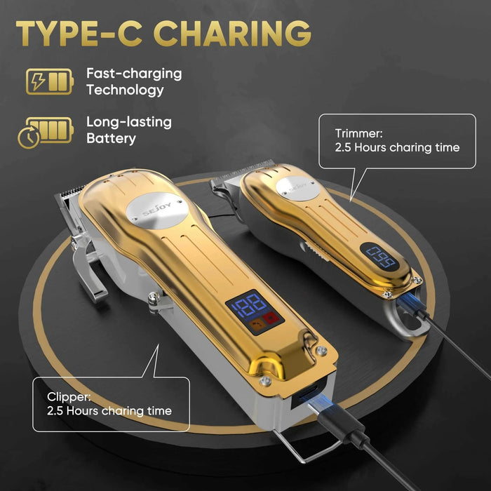 Cordless Hair Clipper and T-Blade Trimmer Set, Gold