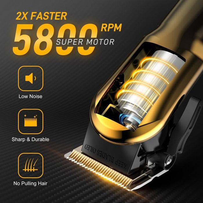 Cordless Hair Clippers, LED Display, 4 Combs, Home Haircuts Model 6023 Gold