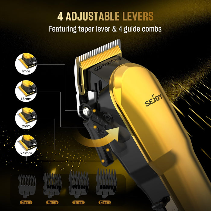 Cordless Hair Clippers, LED Display, 4 Combs, Home Haircuts Model 6023 Gold