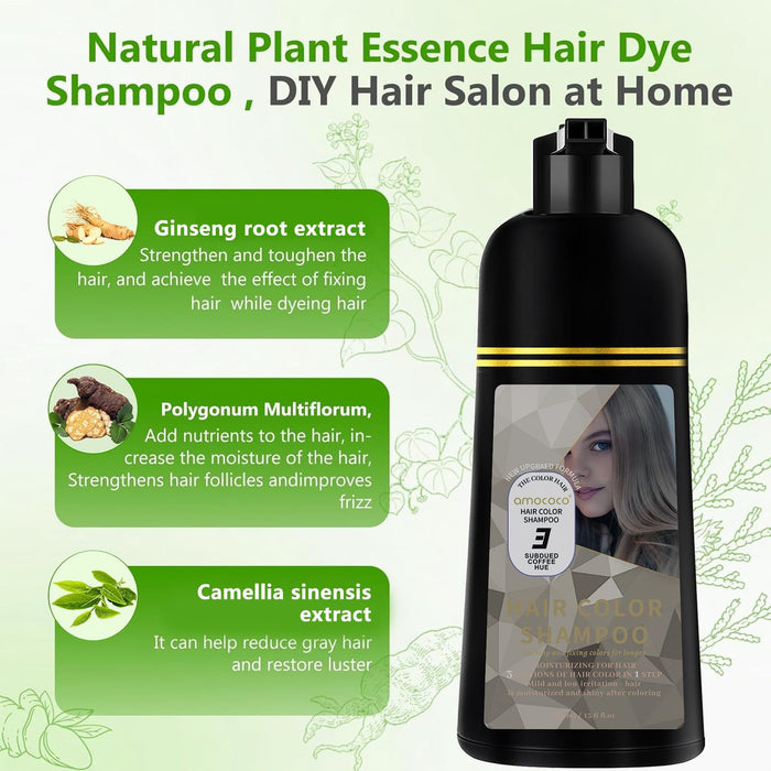 Hair Color Shampoo, 3-in-1 Gray Coverage, Coffee Brown, 400 Ml
