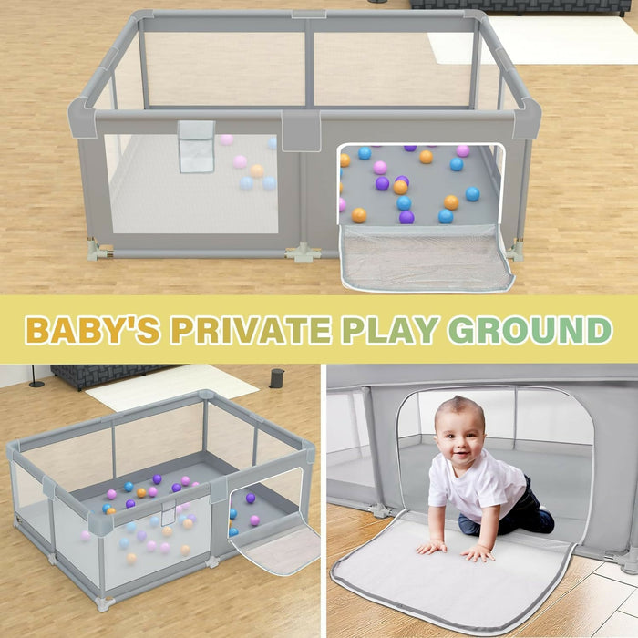 Mesh Baby Playpen, 71"x59" Extra Large Baby Playard, Playpen for Babies and Toddlers, Infants Play Pen with Suction Cup Bases and Soft Breathable Mesh