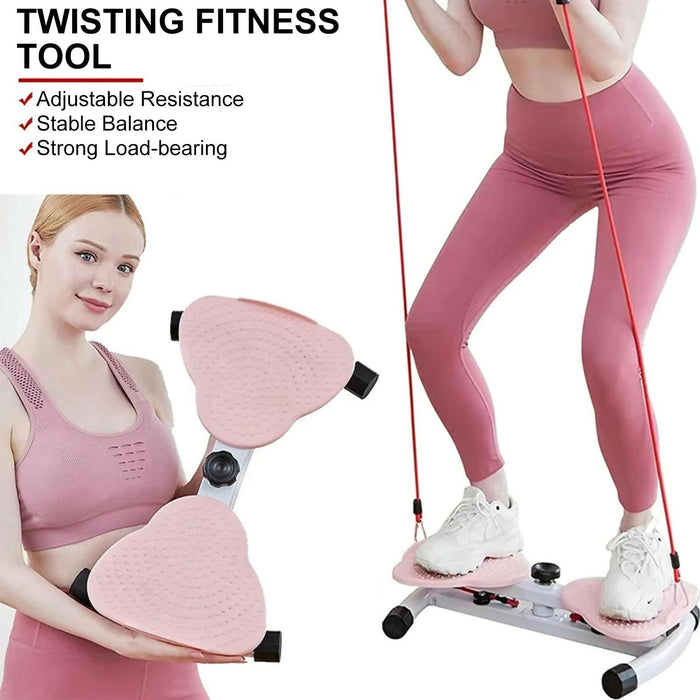 Waist Twister Board with Resistance Bands, Adjustable Resistance Twisting Fitness Tool, Anti-Slip Foot Massage Pedals, Balance Exercise Board for Home Workout, Core Training and Full Body Exercise