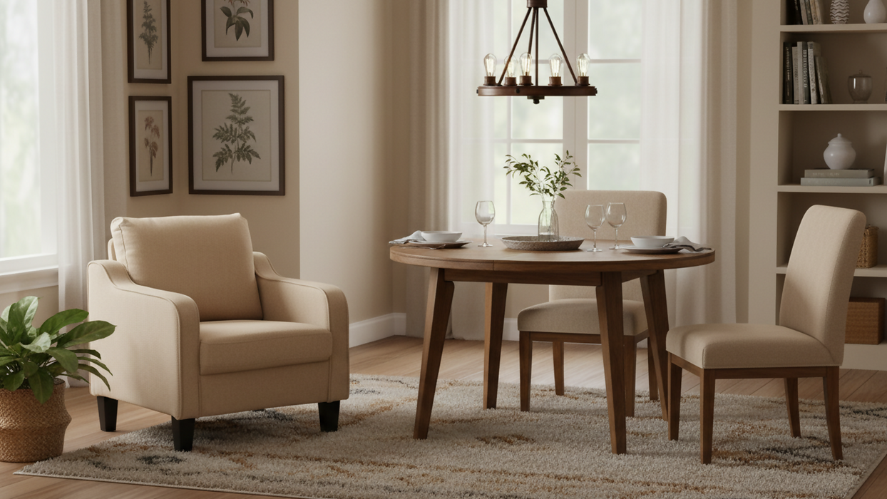 Contemporary Accent Chair for Living Room with Curved Arms - Comfortable Reading Armchair with Solid Wood Legs