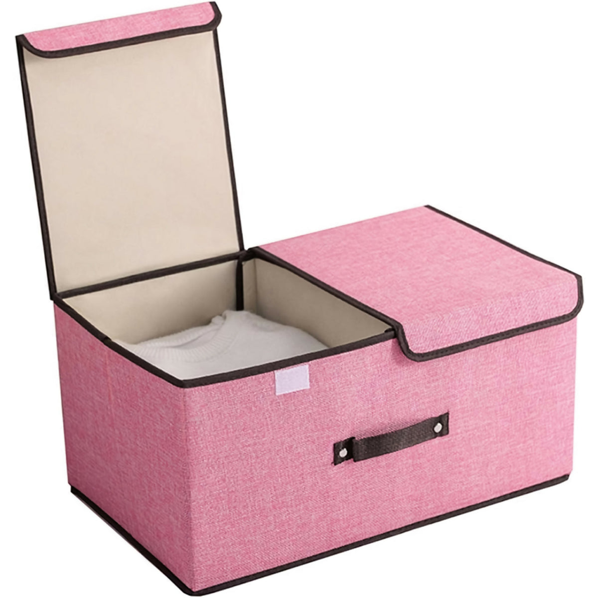 Foldable Linen Storage Box, 50 x 30 x 25 cm Double Lid Organizer Conta ...