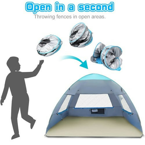 彈出式海灘帳篷，防紫外線便攜式輕型可折疊室內戶外帳篷，適合 2-3 人